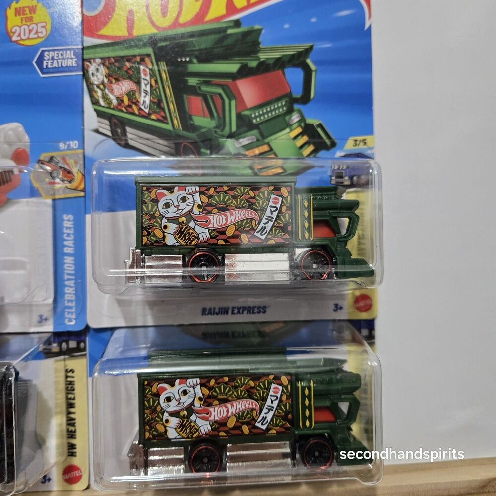 Hot Wheels Lot of 4, Feline Lucky White + Raijin Express Green Black Lot - Picture 3 of 7